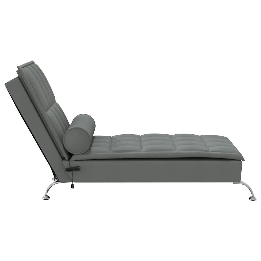 Chaise Longue Massaggi con Capezzale Grigio Scuro in Tessuto CFW4803864