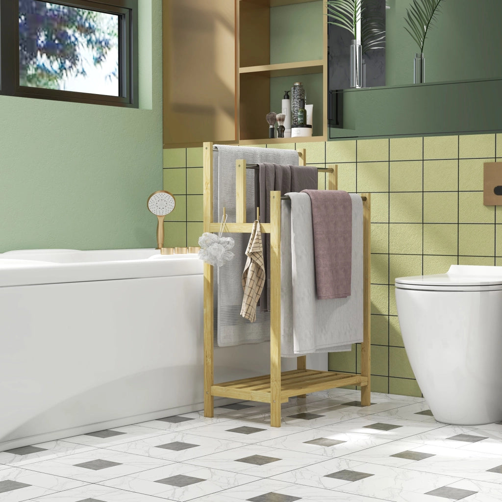 Porta asciugamani a colonna in bamb¨´ ¨C zephmum ¨C 50.5x31x90 cm naturale