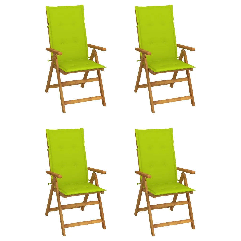 Sedie da Giardino Reclinabili 4 pz con Cuscini Massello Acacia cod mxl 75556