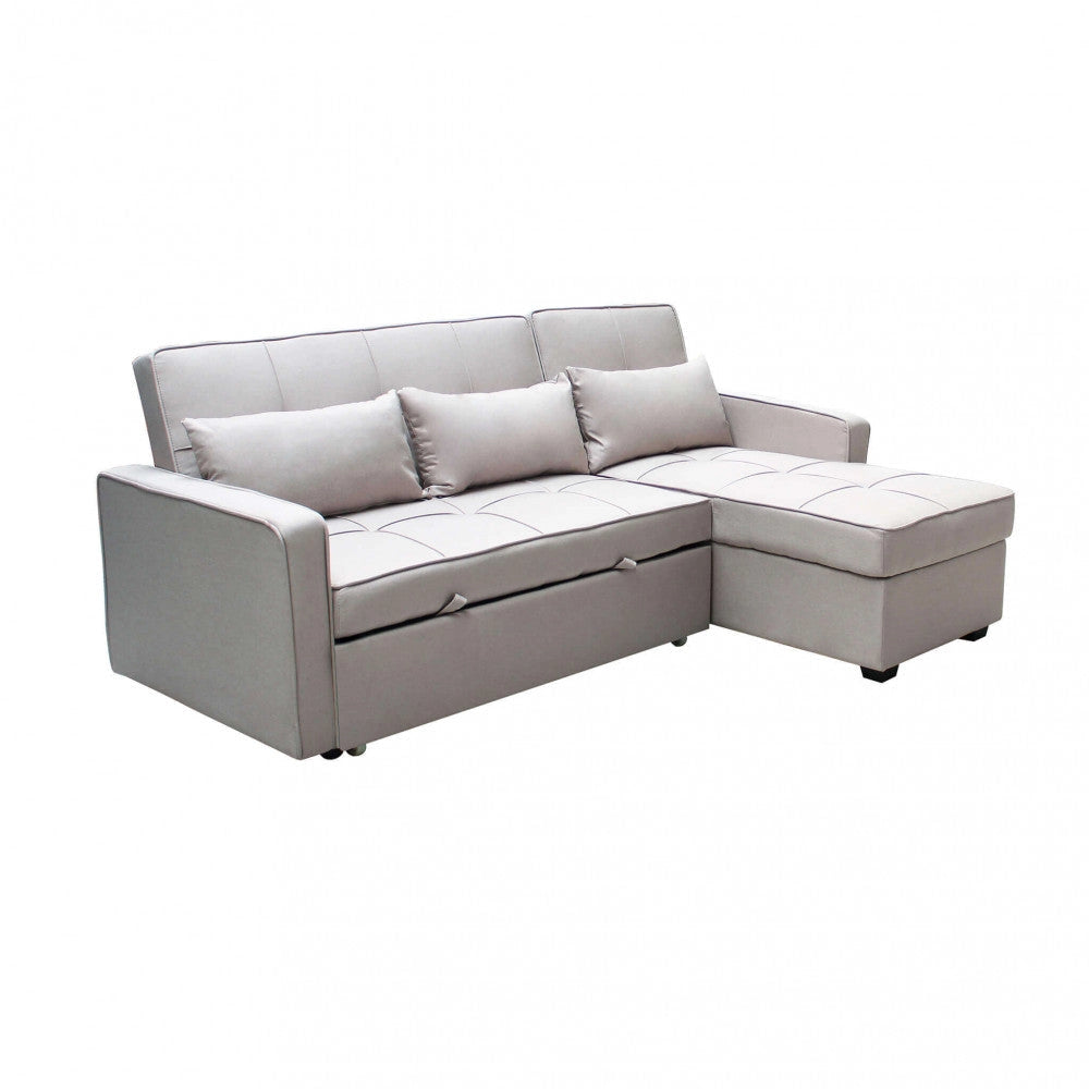 Divano Letto Cedric 208x87/145x88 cm  in Tessuto Tortora