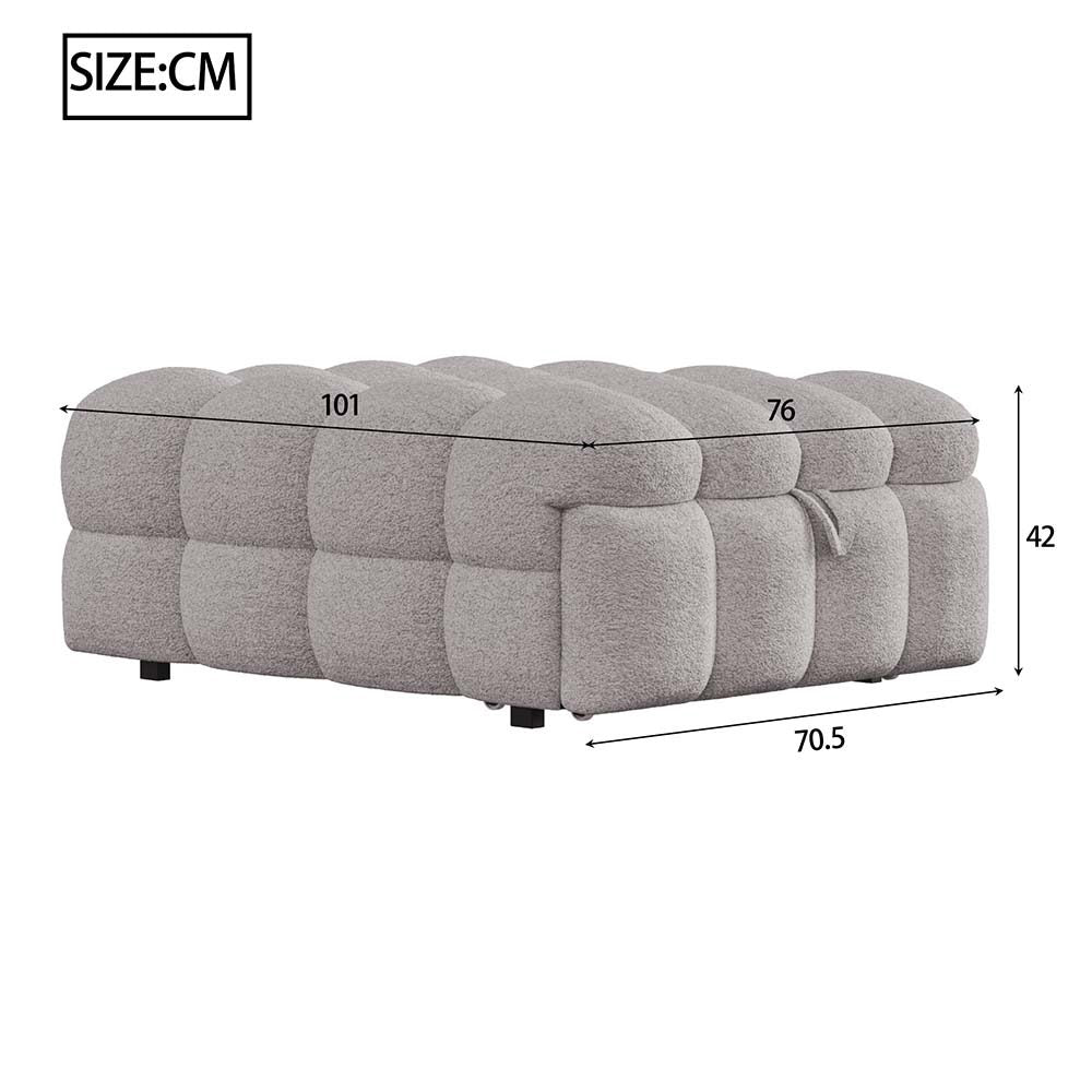 Pouf letto trasformatore - Xylo - grigio, tessuto orsacchiotto, morbido