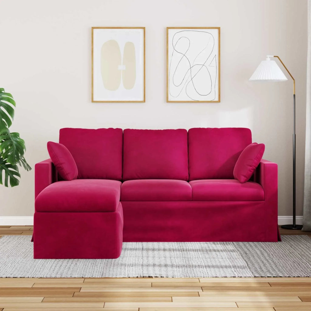 Divano Rosso Vino 198 x 134 x 80 cm Velluto