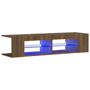 Mobile TV multimediale mensola TV credenza mobile TV per sala da pranzo soggiorno camera da letto con luci LED rovere 135 x 39 x 30 cm marrone 02_0026671