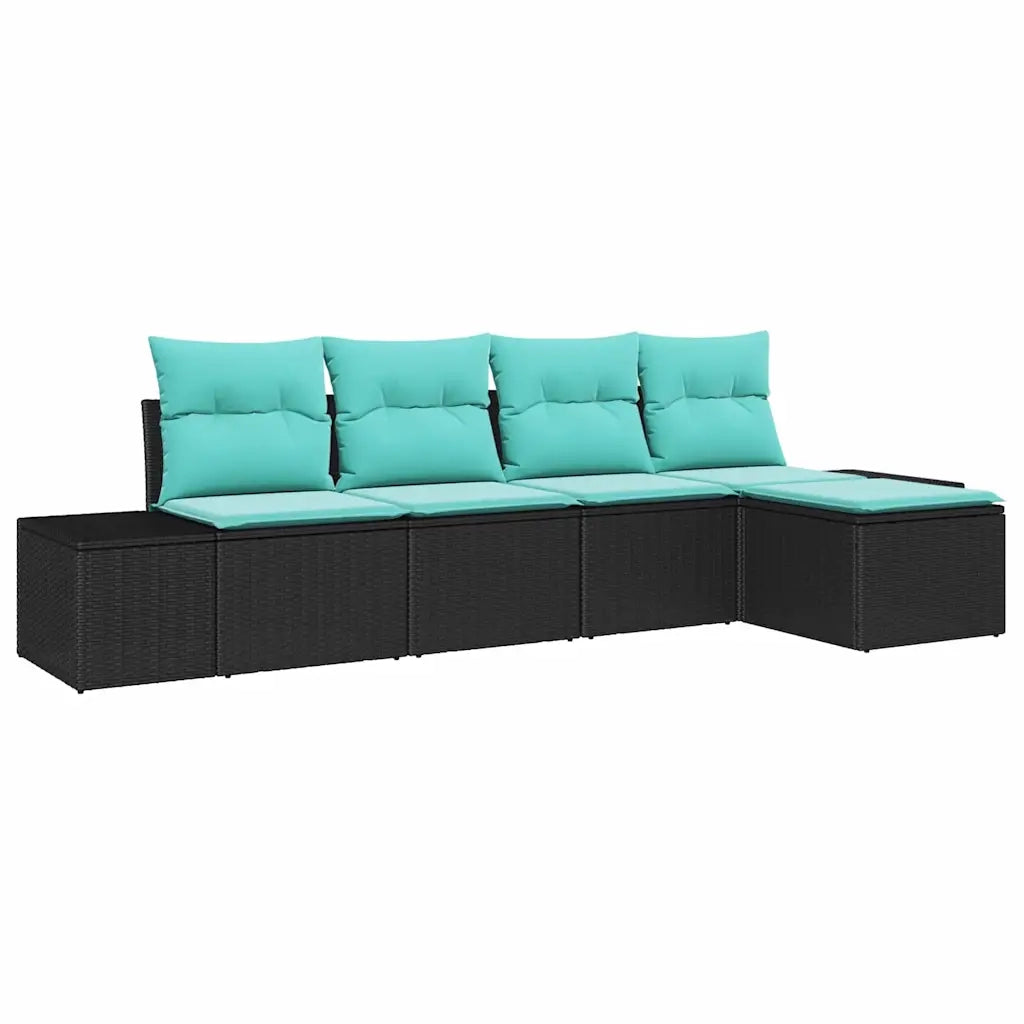 Set Divano da Giardino 5 pz Nero polyrattan 3347026