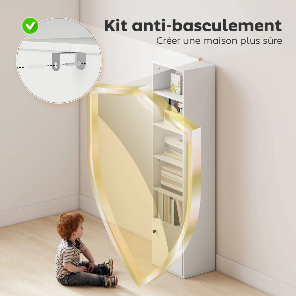 Libreria 6 ripiani con ante e scaffali regolabili ¨C Xylo ¨C Bianco 40x30x156 cm