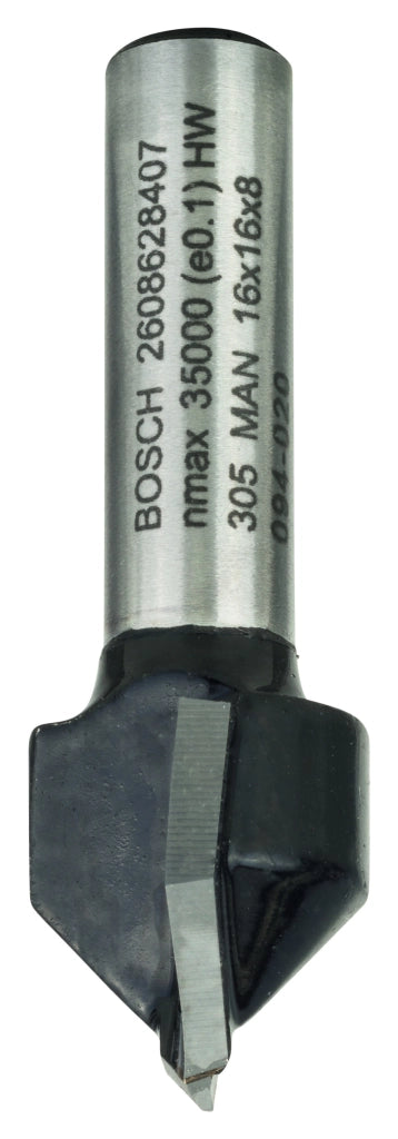 2608628407 - Bit per scanalature a V, 8 mm, D1 16 mm, L 16 mm, G 45 mm, 90 gradi 8 mm, D1 16 mm, L 16 mm, G 45 mm, 90 gr