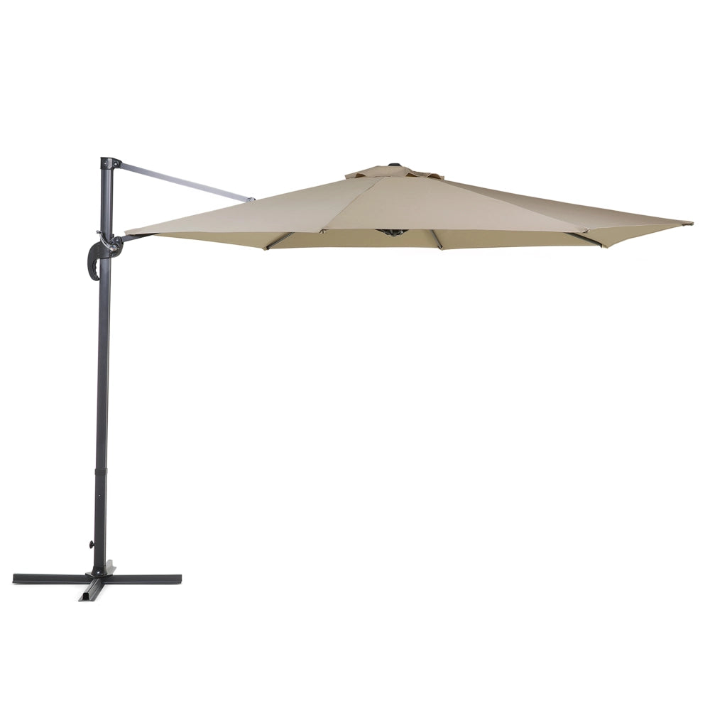 Ombrellone da giardino in tessuto beige sabbia 240 cm girevole resistente agli agenti atmosferici