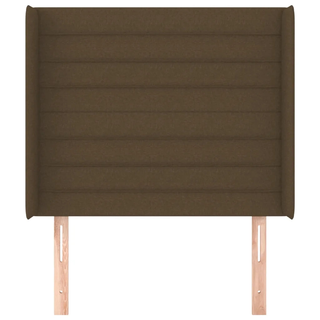Testiera ad Orecchio-Testata con Orecchie Marrone Scuro 93x16x118/128 cm in Tessuto 880747