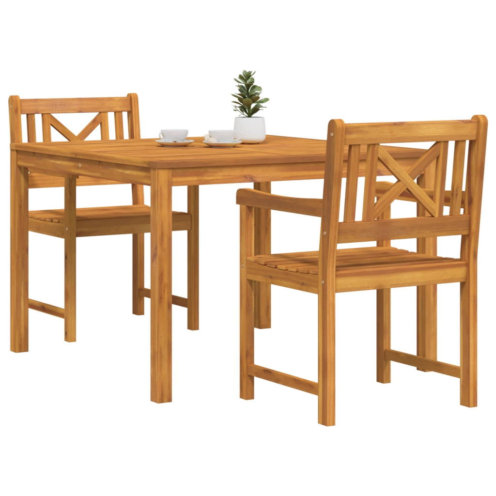Set da pranzo da giardino  3 pezzi in legno massello di acacia
