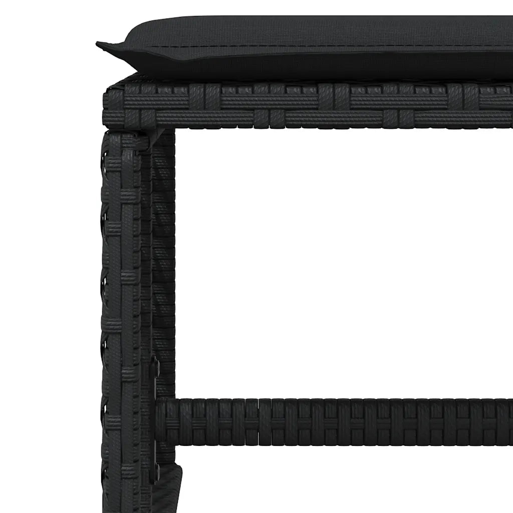 Set da Pranzo da Giardino 9 pz con Cuscini Nero in Polyrattan