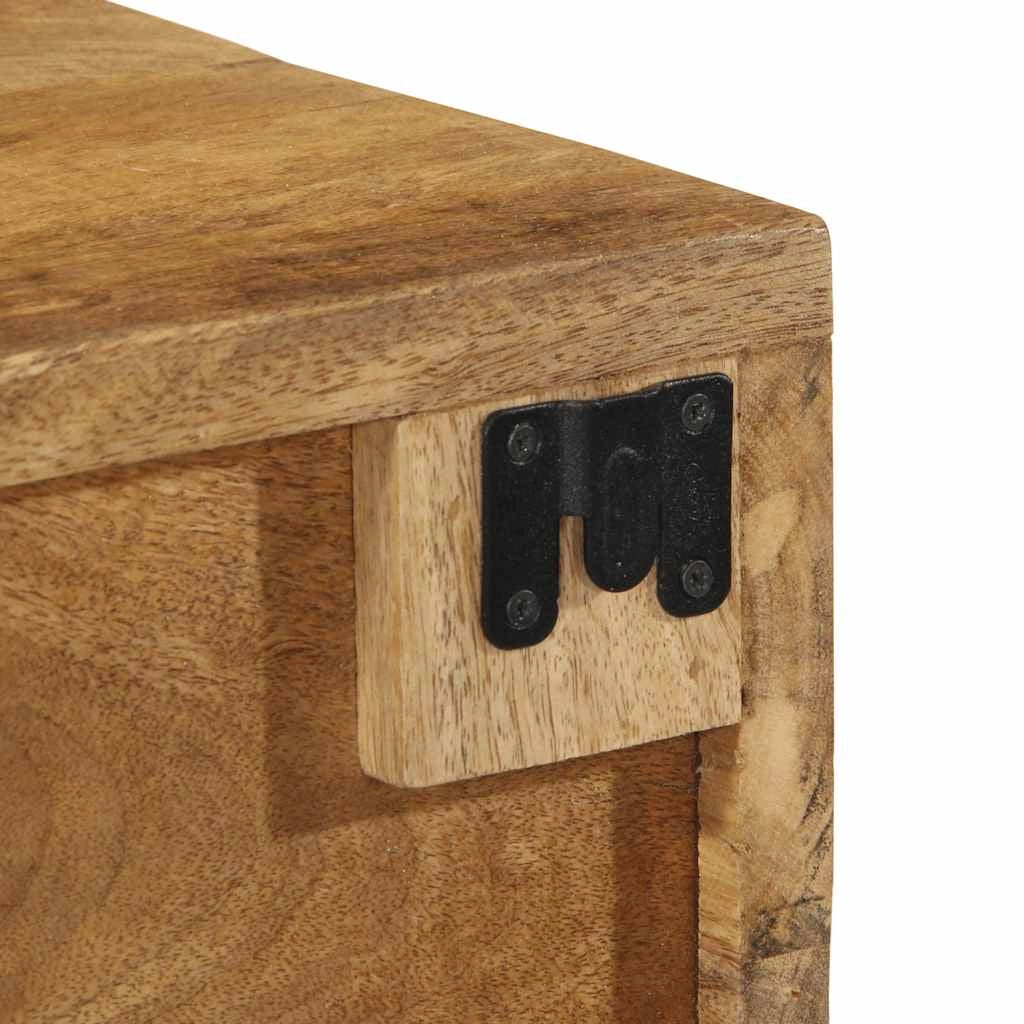 Mobile TV da parete salvaspazio con contenitore 60 x 30 x 19 cm in legno massello di mango grezzo 02_0057701