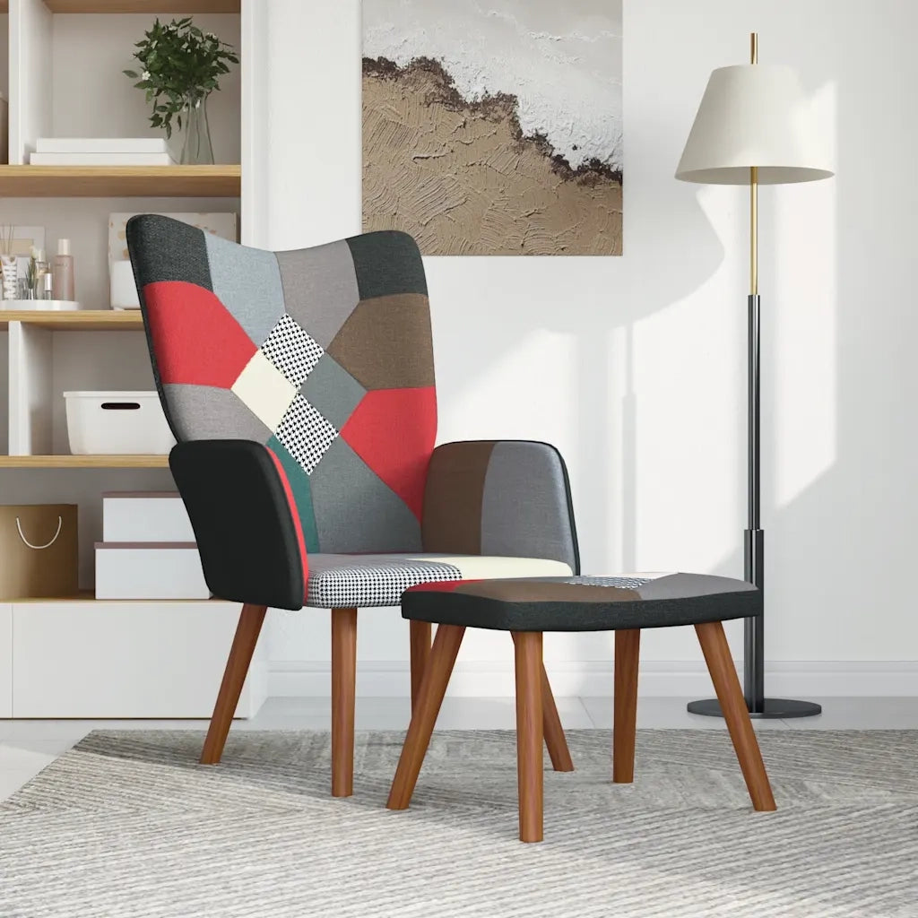 Poltrona Relax con Poggiapiedi in Tessuto Patchwork cod mxl 23015