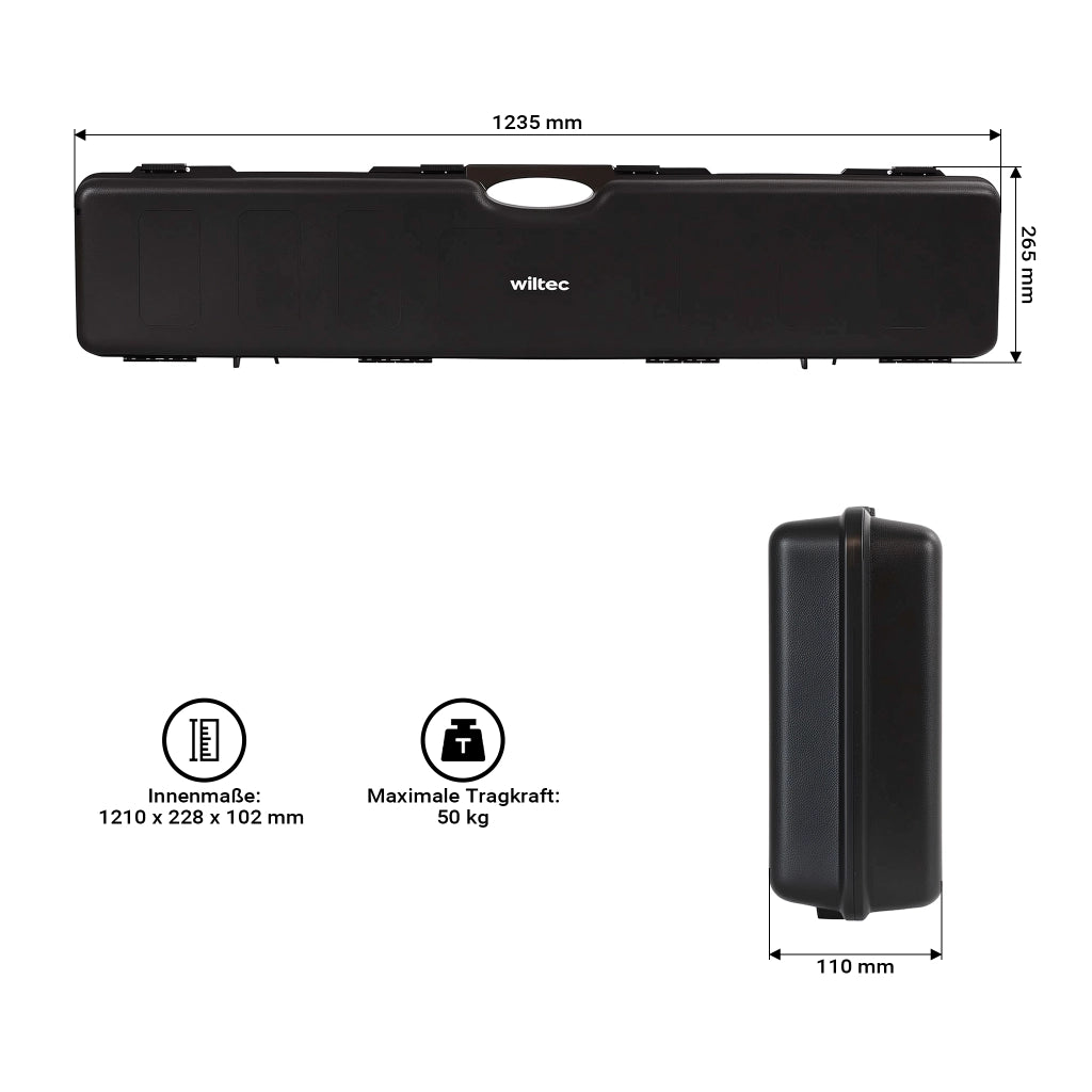 Valigetta porta armi 123,5 x 26,5 x 11 cm, Custodia per fucile 48" con con cannocchiale, interno imbottito antiurto