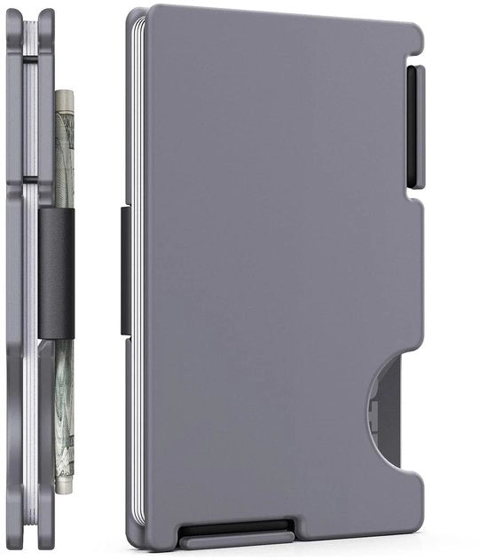 Portafoglio minimalista per uomini - protezione RFID - grigio - con cerniera