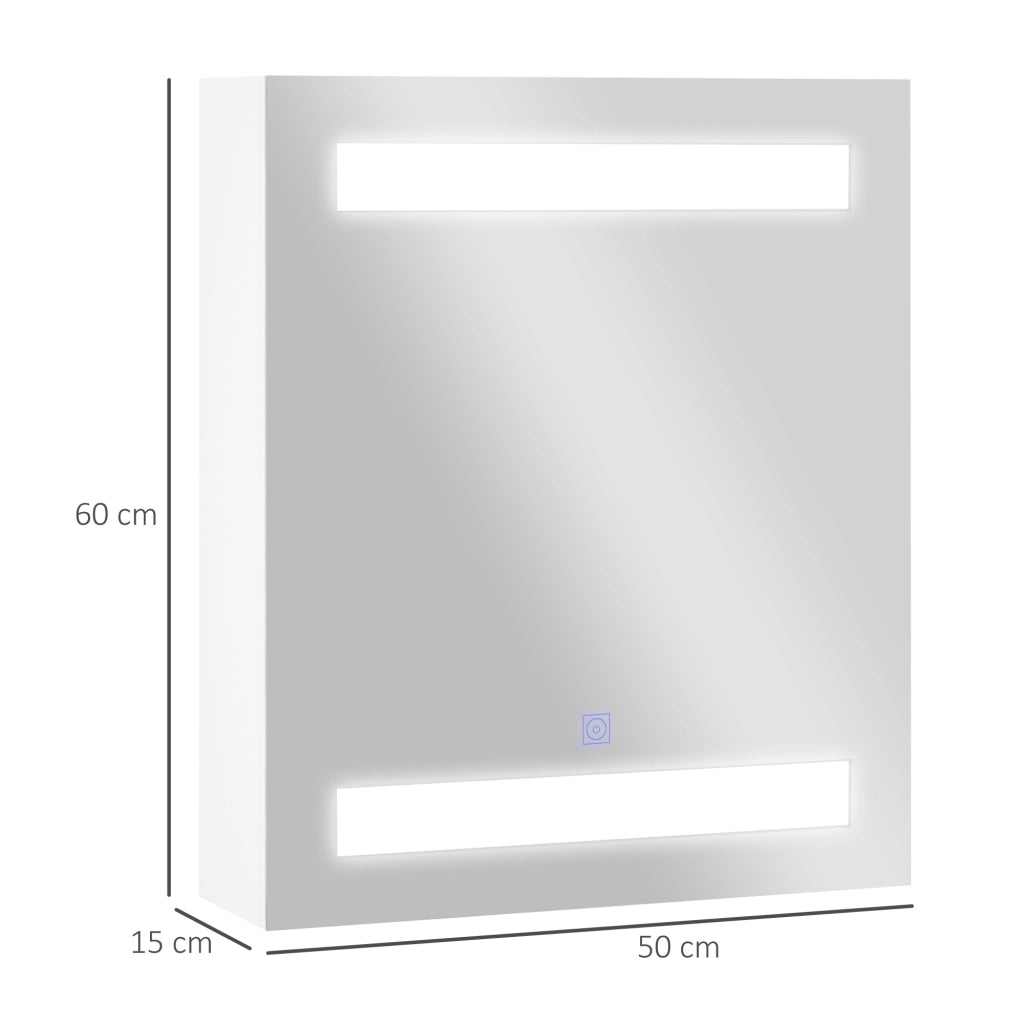 Armadietto Bagno con Specchio e LED ¨C Zephmum ¨C Bianco 50x15x60 cm