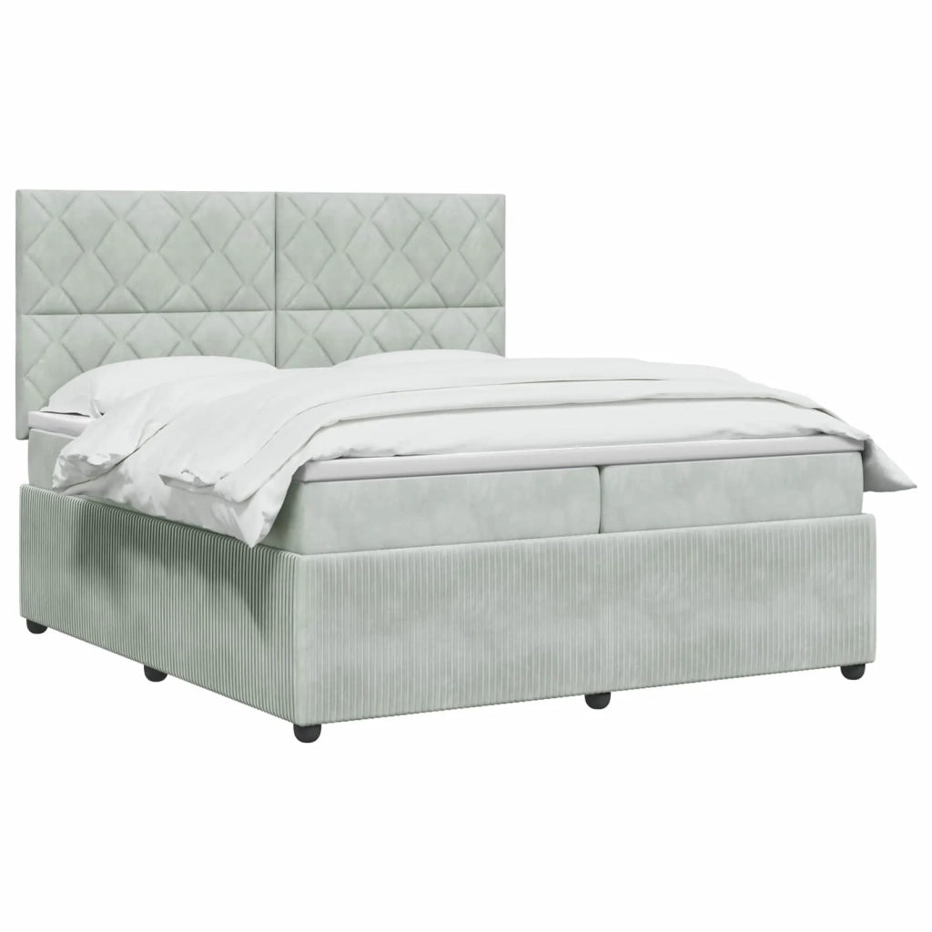 Letto box spring con materasso Grigio Chiaro 200 x 200 cm 3454679