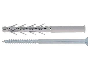 TASSELLO IN NYLON PROLUNGATO AD ELEVATA ESPANSIONE CON VITE TUP4- - ømm.10x100 vite ømm.7x105 spess.fissaggio mm.30 - 50 pezzi FRIULSIDER