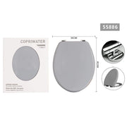 Trade Shop - Copriwater Universale Con Cerniere Regolabili Mdf Stampato Grigio 46x36cm 55886 -