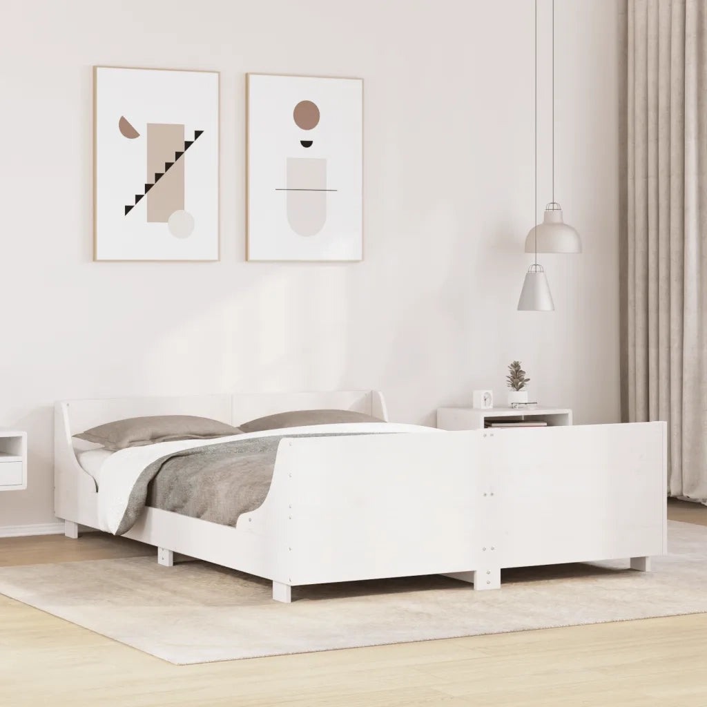 vidaXL Letto senza Materasso Bianco 160x200 cm Legno Massello di Pino