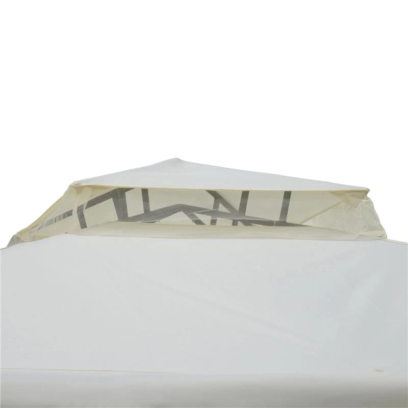 GAZEBO DA GIARDINO CON PALETTI E CORDE DOPPIO TETTO ZANZARIERA PARETI LATERALI BEIGE 294 X 294 X 263 CM