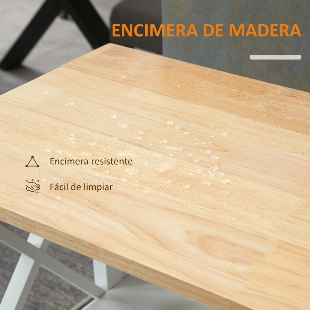Carro da cucina pleghevole con 2 ripiani e ruote ¨C zephmum ¨C 60x40x84 cm bianco