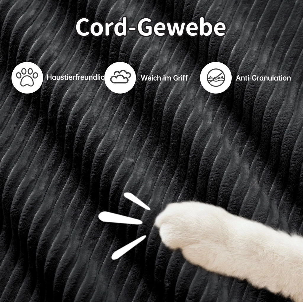 Divano 2 posti in tessuto a coste, design modulare senza struttura, colore nero