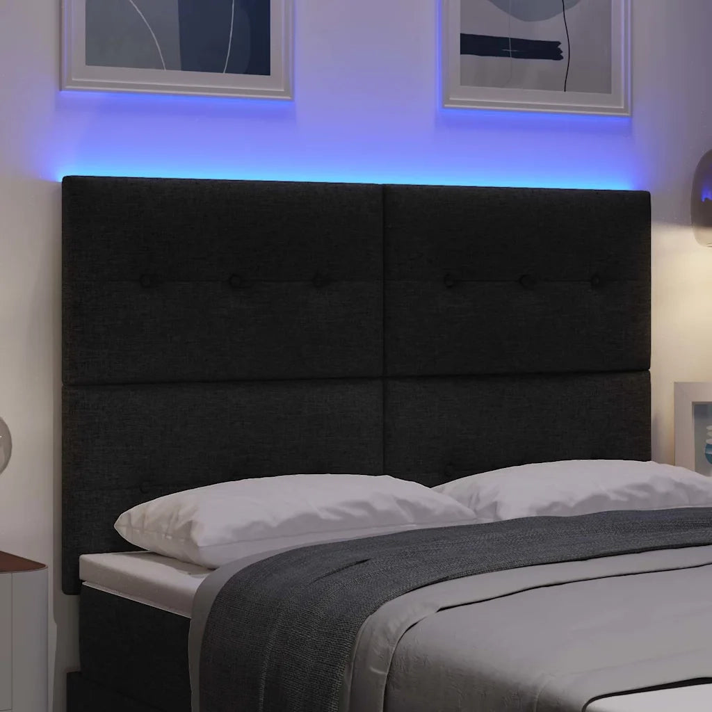 Testiera LED con strisce LED con testiera Nero 144 cm Tessuto 3338425