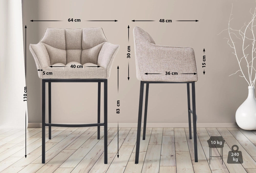 Barhocker Damaso B Stoff mit 4-FuЯ Gestell