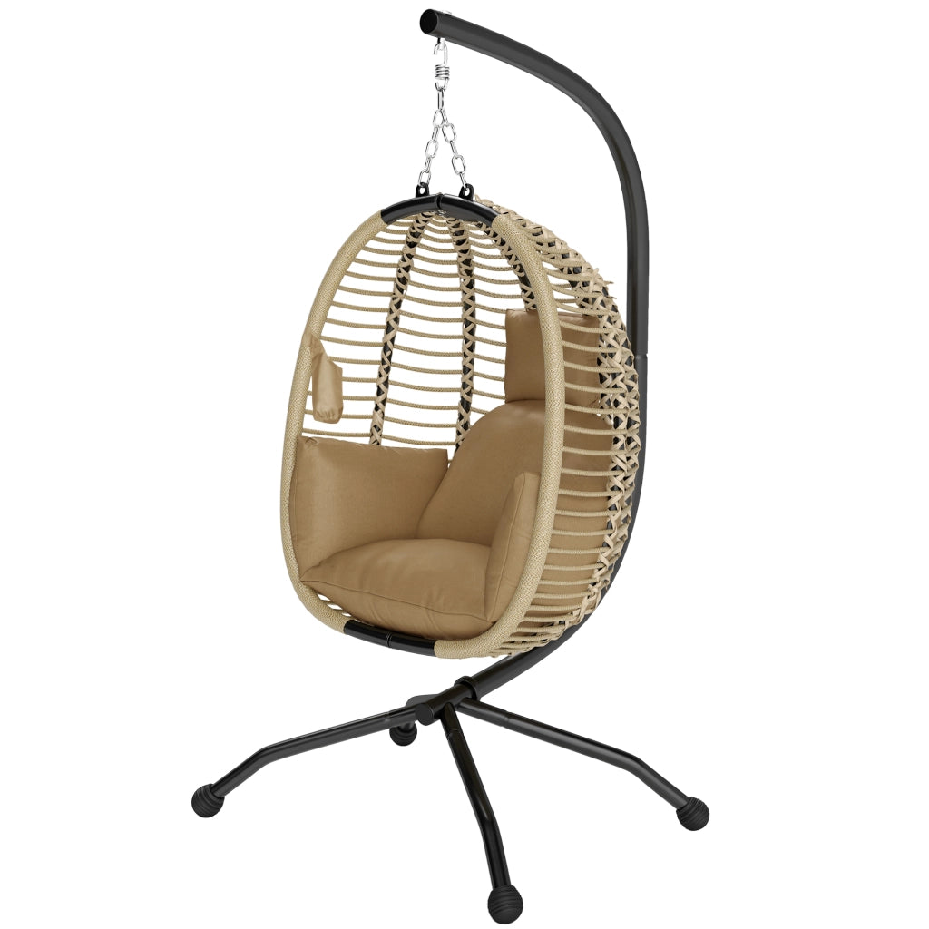 Poltrona Sospesa ¨C zephmum ¨C Beige, Tessuto, Acciaio e Corda