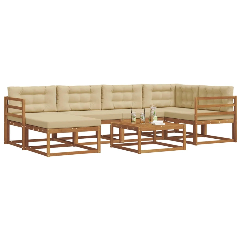 Set di divani da esterno con cuscino 7 pcs Naturale e Beige 3367846