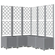 Fioriera rialzata per piante fiori e terrazze con traliccio di colore chiaro 120 x 120 x 136 cm polipropilene grigio 02_0038341