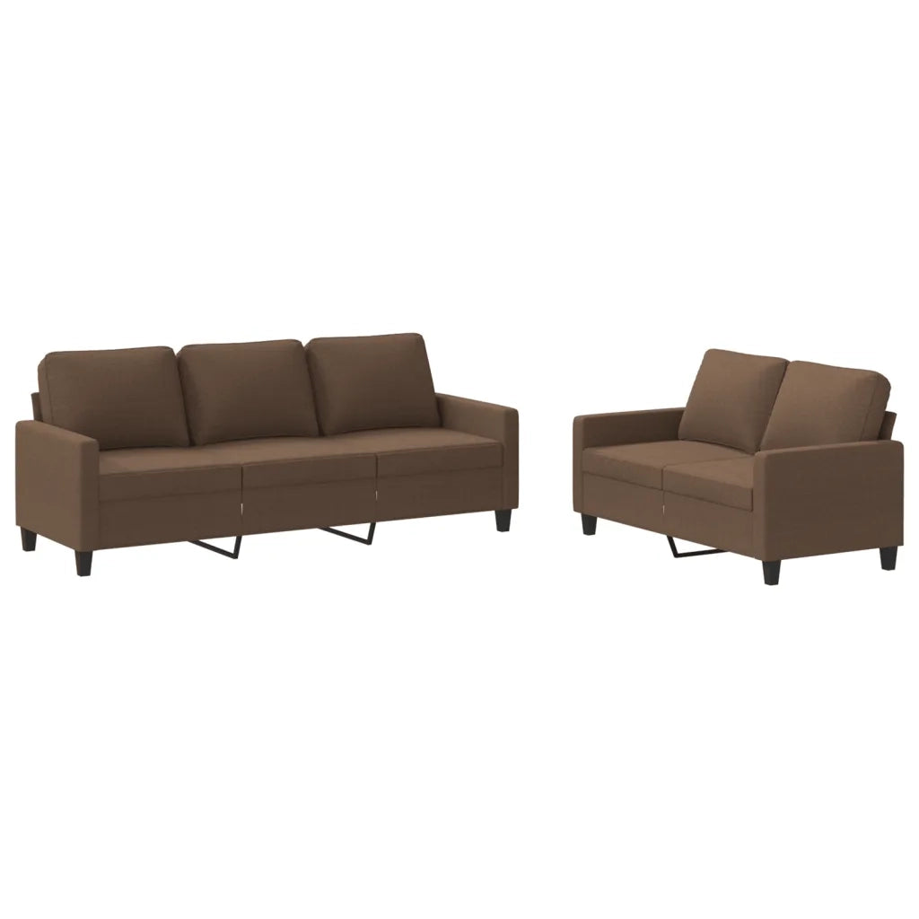 Set di Divani 2 pz con Cuscini Marrone in Tessuto 3201463
