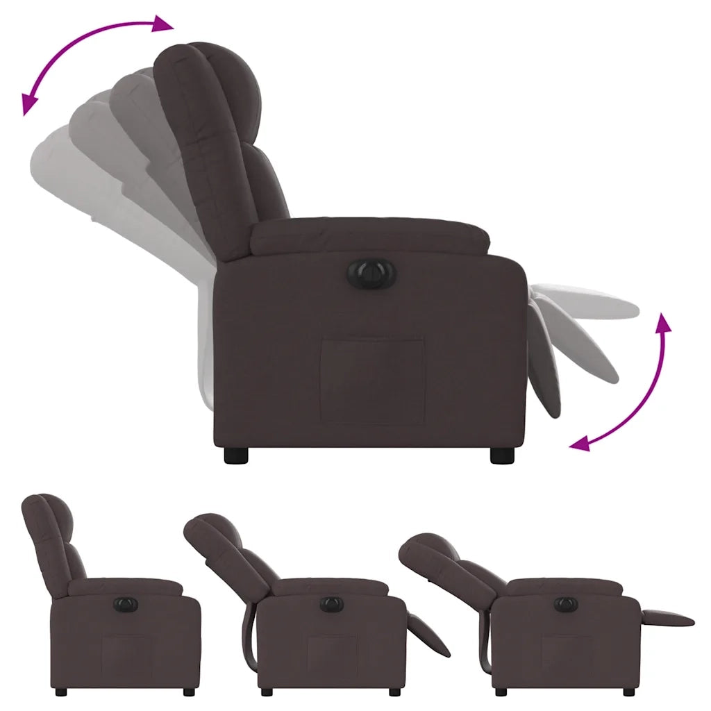 Poltrona Elettrica Reclinabile Marrone Scuro in Tessuto 3205183