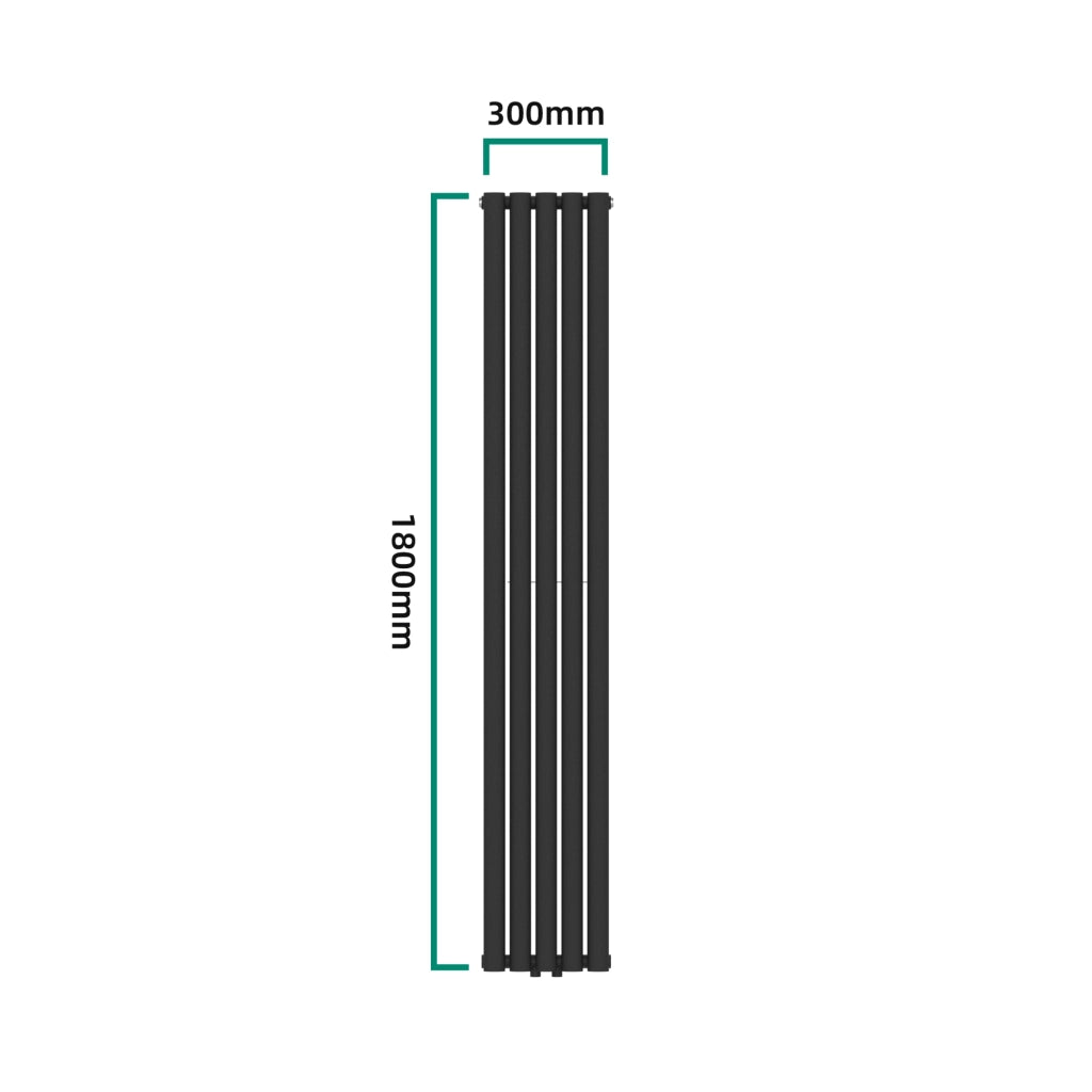 Termosifone Nore ad Acqua Calda Pannello Doppio con Elementi Tubolari 180 x 30 cm Nero [neu.haus]