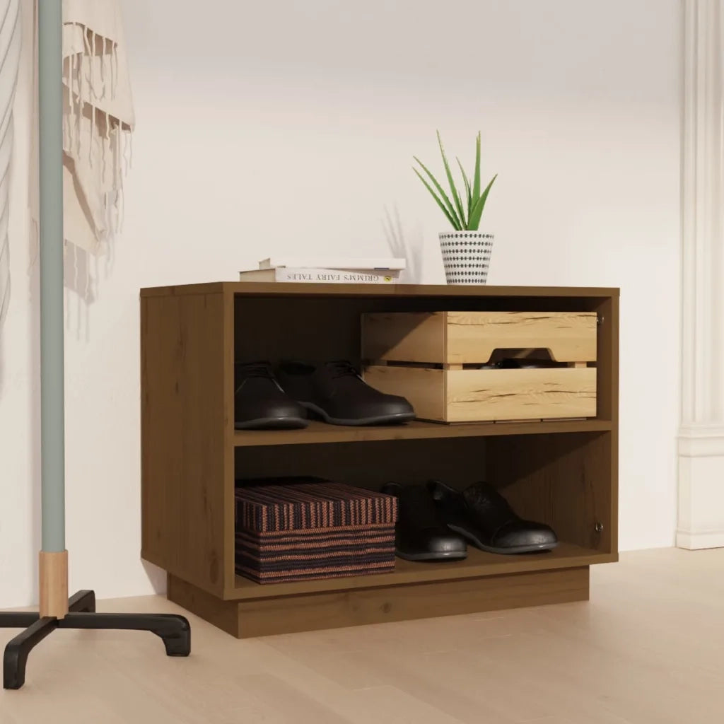 Scarpiera | Mobile per scarpe Marrone Ambra 60x34x45 cm in Legno Massello di Pino