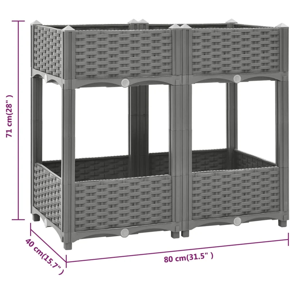 Fioriera rialzata per piante fiori terrazza giardino 80 x 40 x 71 cm polipropilene grigio 02_0039243