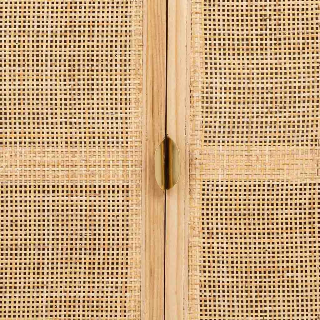 Credenza in legno e rattan marrone 180x40x82h cm