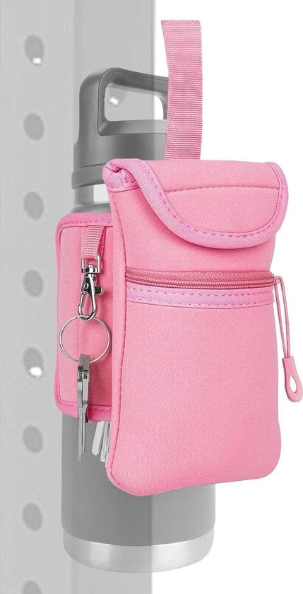 Sacchetto per bottiglia d'acqua magnetica - 32 oz Rambler - contenitore per acqua idrofugo - bocca ampia - rosa con tasche
