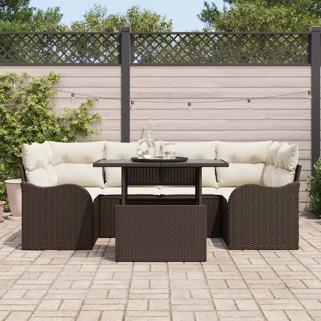 Set Divano da Giardino 7 pcs Marrone 234 x 122,5 x 85 cm 3357131