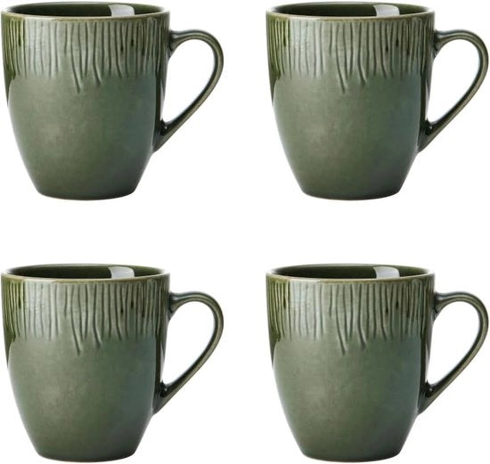 Set di 4 tazze in ceramica, 420ml, scatola regalo, verde
