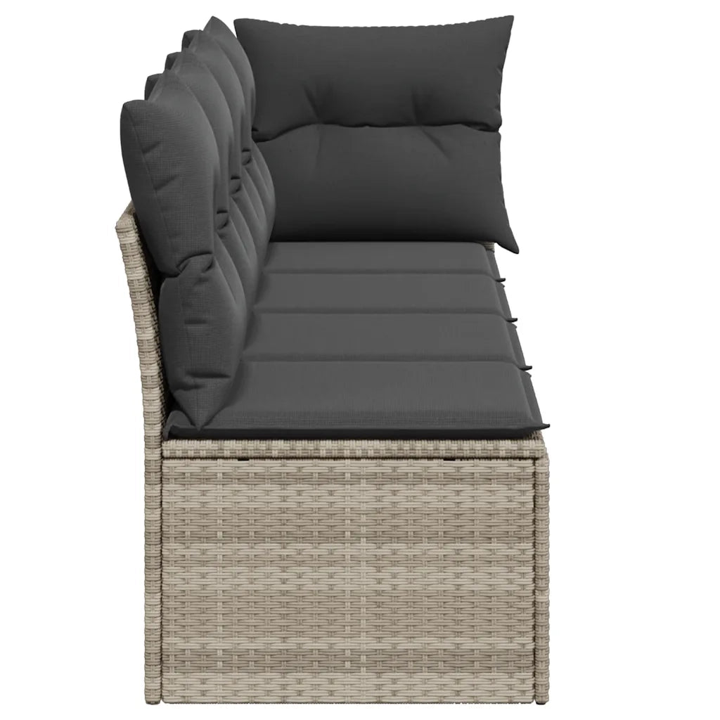 Divano da Giardino con Cuscini 4 Posti-Sofa da Giardino-Divano da esterno Grigio Chiaro Polyrattan 142628