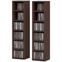 Set di 2 colonne di scaffalature per CD-DVD con 12 scomparti 21 x 19,2 x 88,3 cm capacità 160 CD marrone
