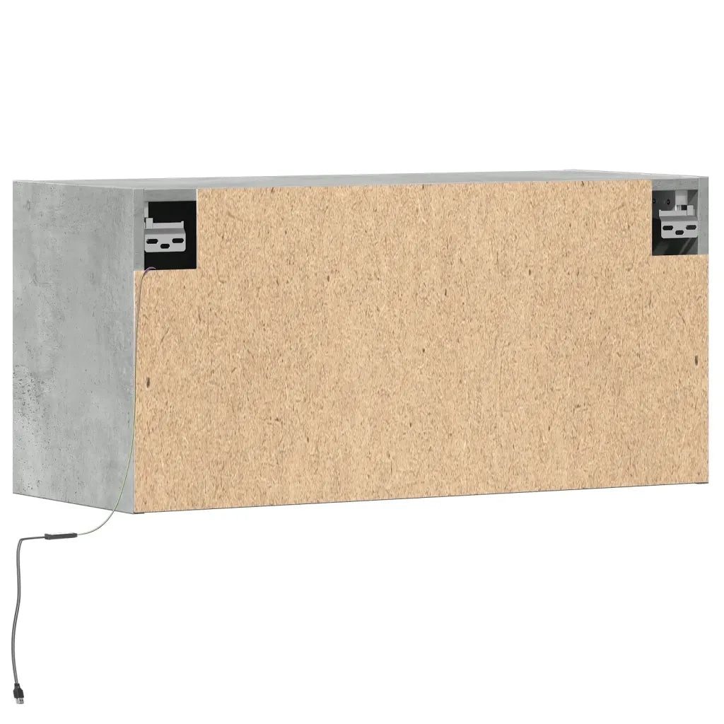 Mobile TV a Parete con Luci LED Grigio Cemento 80x31x35 cm