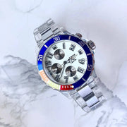 Trade Shop - Orologio Polso Coss Uomo Analogico Quarzo Luminoso Silver Blu Quadrante Bianco -