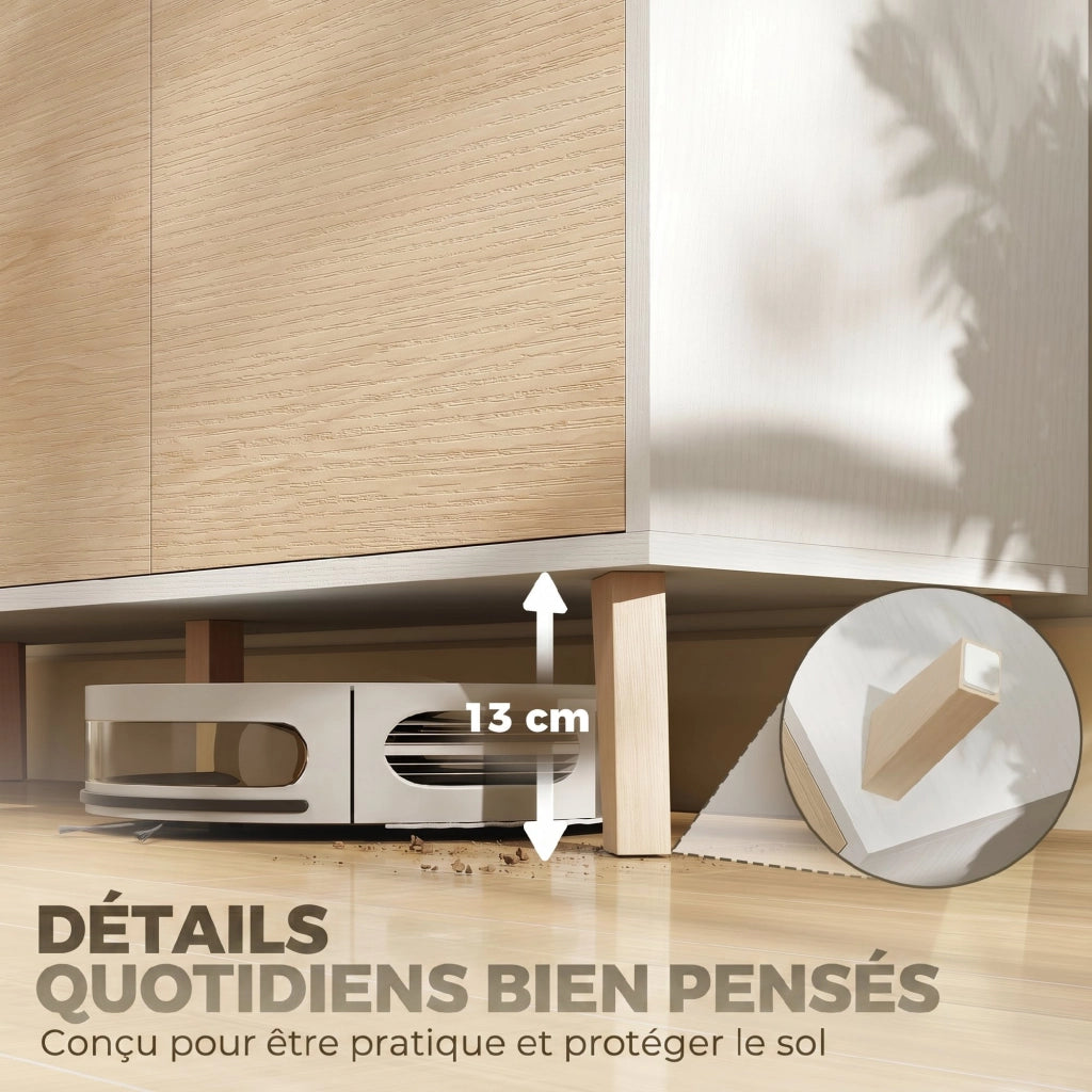 Armadio da cucina ¨C zephmum ¨C bianco e legno naturale 120x40x90
