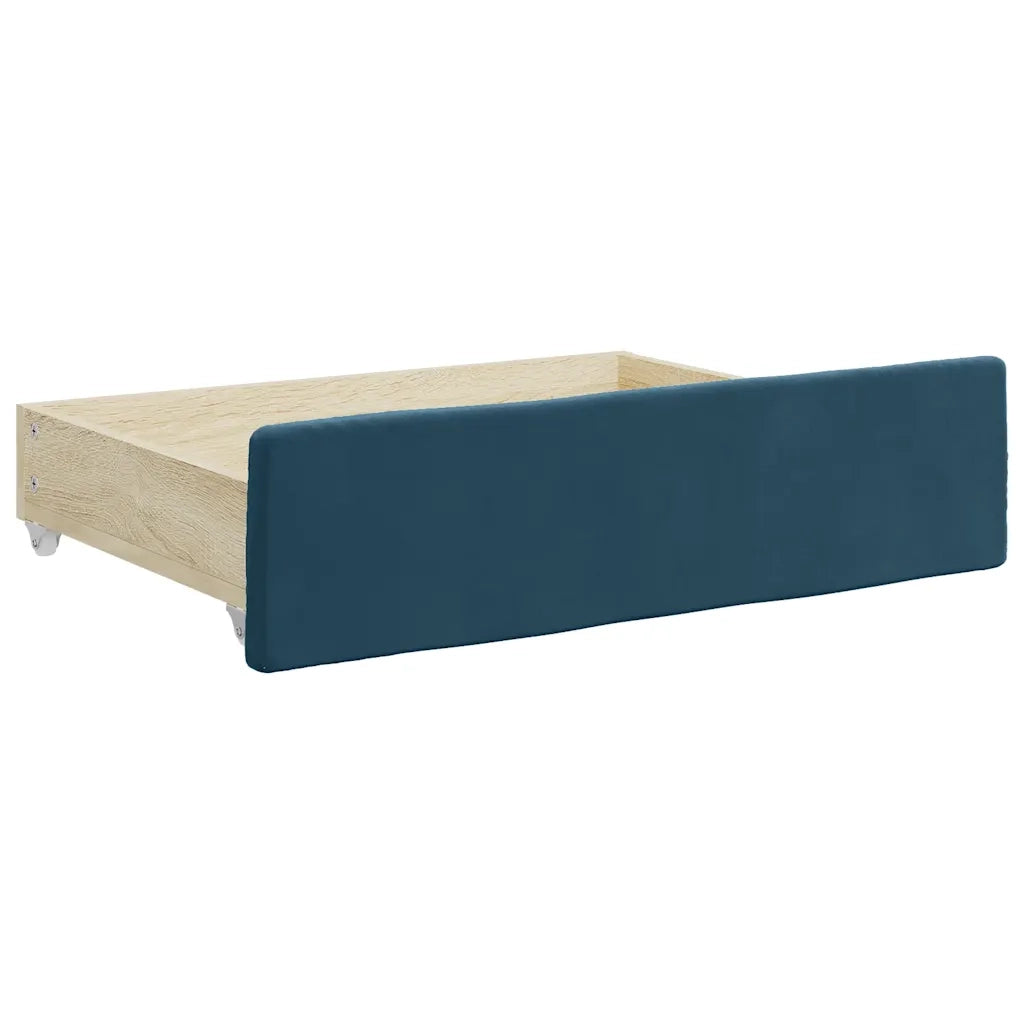 Divano Letto Estraibile con Cassetti-Sofa Letto-Daybed Blu 90x200 cm in Velluto 243065