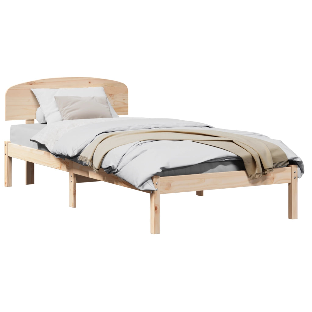 Struttura letto con testiera 80x200 cm in legno massello di pino