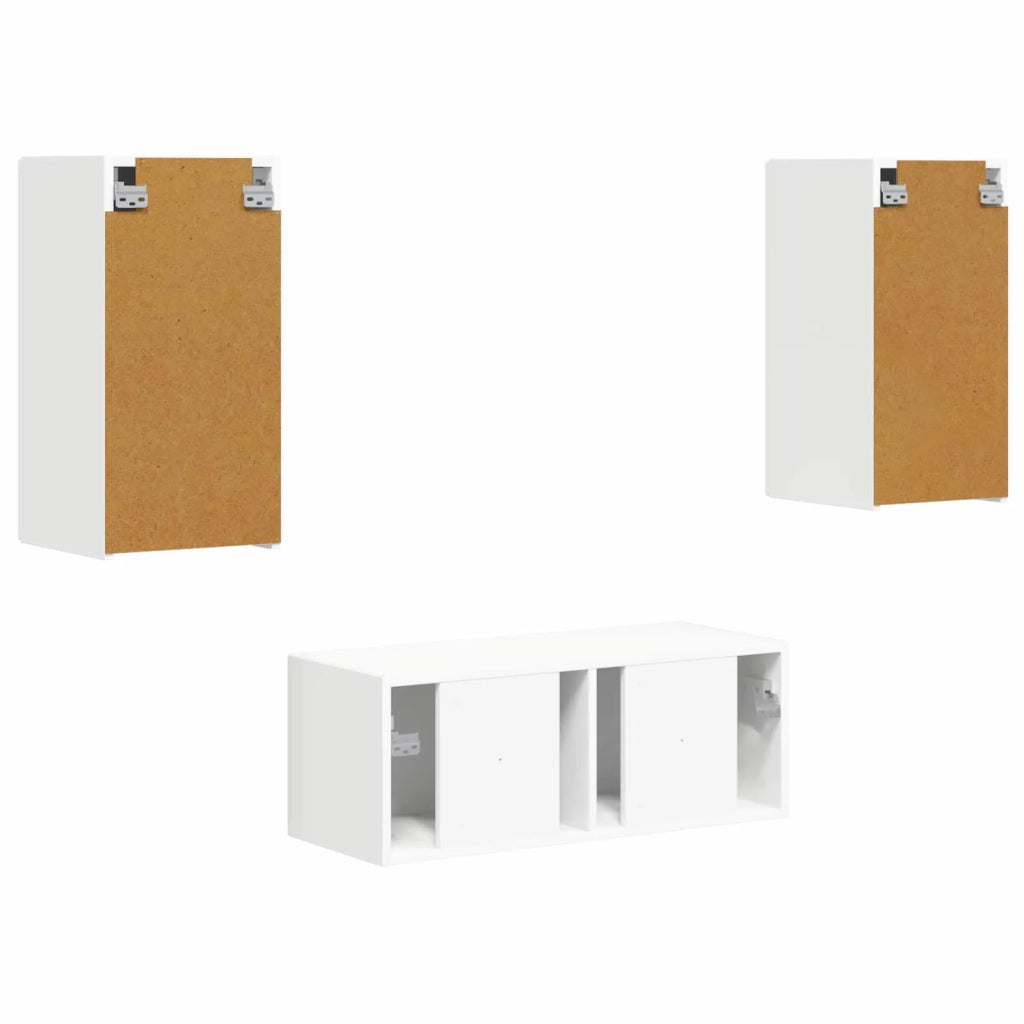 Set mobile TV Montaggio a parete 6 pcs Bianco Legno multistrato 3409060