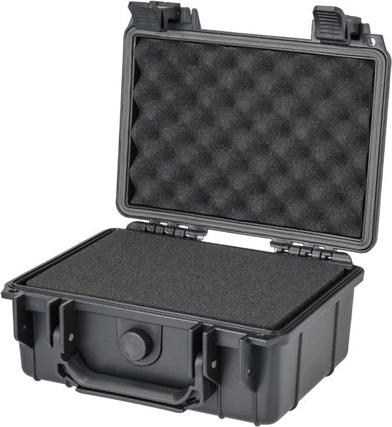 Etui esterno per fotocamera Outdoor con schiuma espansiva - Nero - Robusto caso di trasporto per fotocamera, accessori, lenti e elettronica - Protezione contro polvere e shock - Design moderno