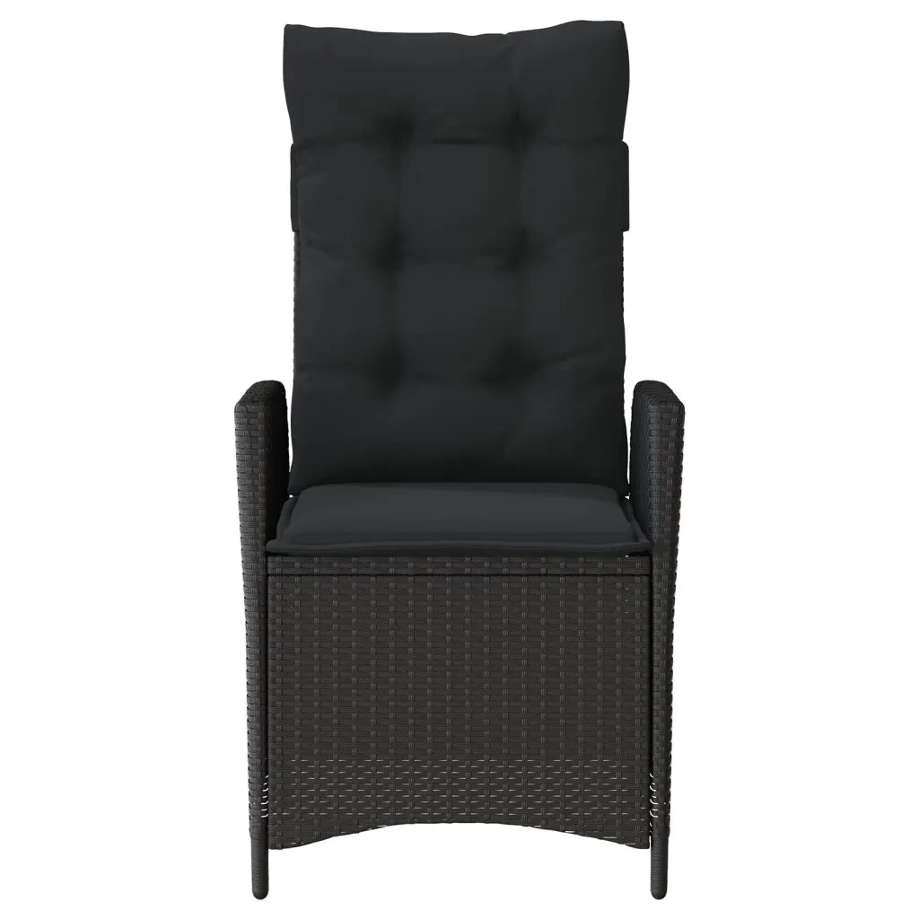 Sedia Reclinabile da Giardino con Cuscini Nera in Polyrattan 365257